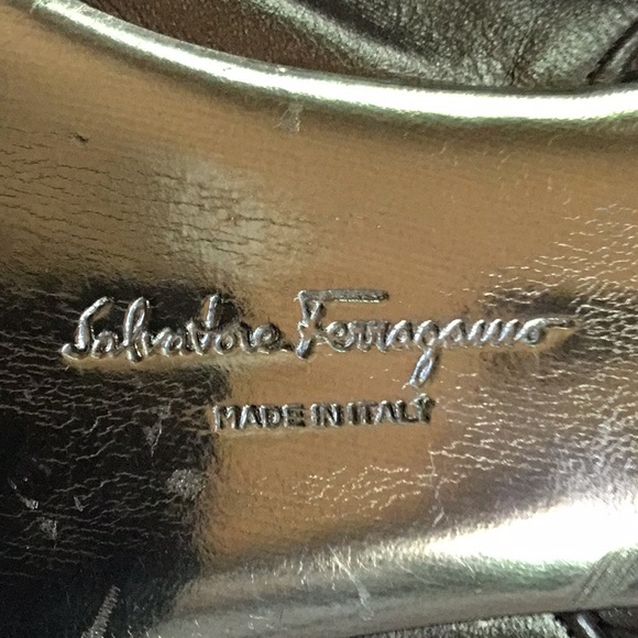 Salvatore Ferragamo 8-1/2 M Slingback Pewter Heels. Pointed toe. - Picture 5 of 7